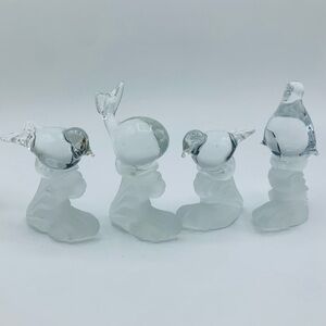 Vintage Glass Animal Figurines – Taiwan ROC – Set of 4 Birds, Whale, Penguin